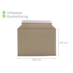 Versandtaschen Voll-Pappe braun 175 x 250 mm - Querbefüllung